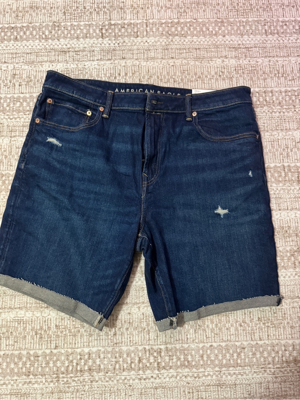 American Eagle Outfitters Dark Indigo Distressed Denim Shorts